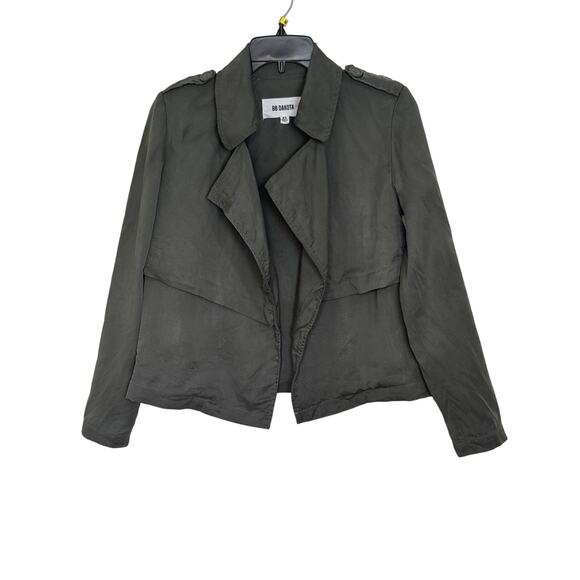 BB Dakota Double Agent Cropped Trench Jacket Size XS Open Front Military Classic - Picture 3 of 8